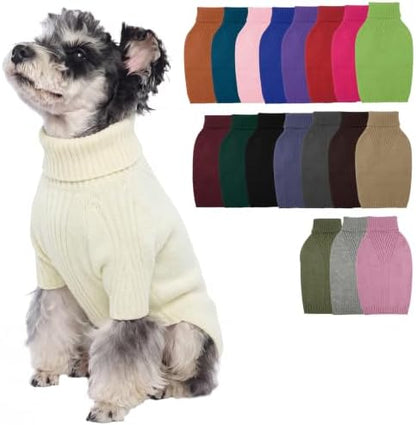 Turtleneck Dog Sweater,Thermal Knitted Sweater for Small Dogs Girl Boy, M