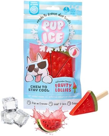 SPOT Pup Ice- Ready to Freeze at Home Dog Treats-Edible Chews for Small Breed Dogs & Puppies with Real Chicken to Keep Your Pup Cool Year Round, Fruity Lollies Watermelon Flavor, 3pcs