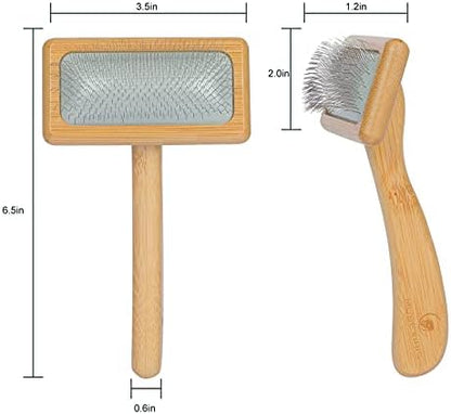 Muse&Iris Dog & Cat brush, Pet Slicker Brush with Bamboo Handle for Large Medium & Short Hair Elegant Grooming Comb for Removing Shedding, Tangles and Dirt