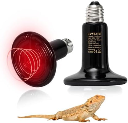 Ceramic Heat Emitter, Reptile Heat Bulbs (2 Pack-0.25 inch-75mm) - Versatile Warming Bulbs for herptiles, Birds, and Household Pets. (150 Watts)
