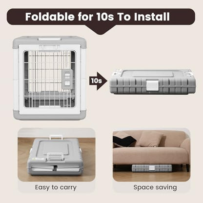 Collapsible Dog Crate for Large/Medium Dogs - 36" L Foldable Dog Cage No-Tool Assembly, Travel Dog Crate with 2 Wheels - Easy to Carry, Space-Saving, Indoor Outdoor Use, 36.4"(L) x22.84(W) 25.8"(H)