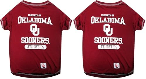 Pets First Collegiate Oklahoma Sooners Dog T-Shirt, Medium. - Licensed Shirt for Pets Team Colored with Team Logos.- Premium Stretchable Materials for the Comfrot of Your Dog & Cat. (Pack of 2)