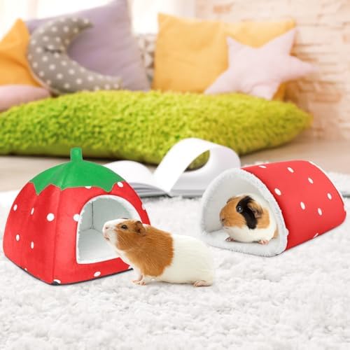 Guinea Pig Hideout with Tunnel, Washable Fleece House Bed