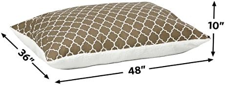 MidWest Homes for Pets Quiet Time Teflon Brown Pillow Dog Bed 48x36, 36 x 48, Large Dog Breed, Brown Geometric Pattern