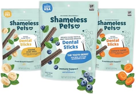Shameless Pets Dog Dental Chews, Variety 3-Pack, Grain-Free, Fresh Breath