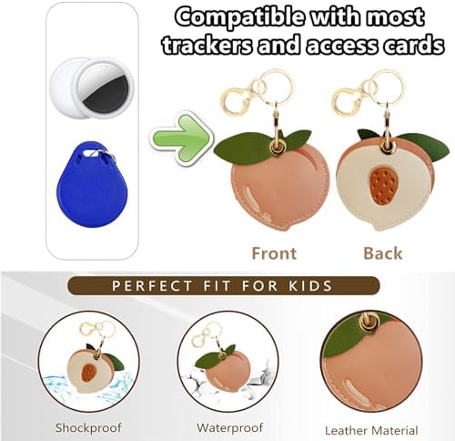 BORKUANA PU Leather Keychain Holder Protective Case Compatible with AirTag