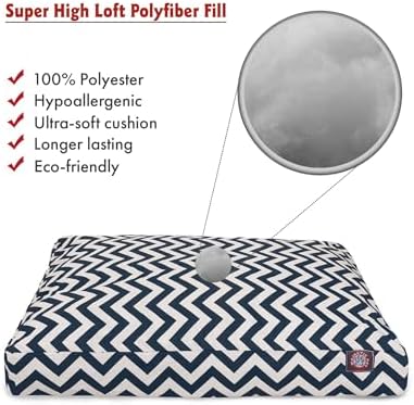 Majestic Pet Rectangular Dog Bed, X-Large, 50x42x5 in, Washable, Navy Blue