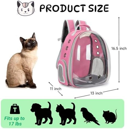 Cat Backpack Carrier Bubble Carrying Bag (Pink)