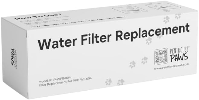 Penthouse Paws Smart Cat Water Fountain Filter Replacement Set, 6 Carbon Filters + 6 Foam Sponges, 5-Layer Filtration, Compatible with 2.2L / 74oz, Adjustable Pet Fountain Filters.