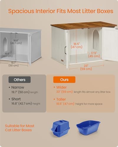 Feandrea Litter Box Enclosure, Modern Cat Litter Box Furniture Hidden