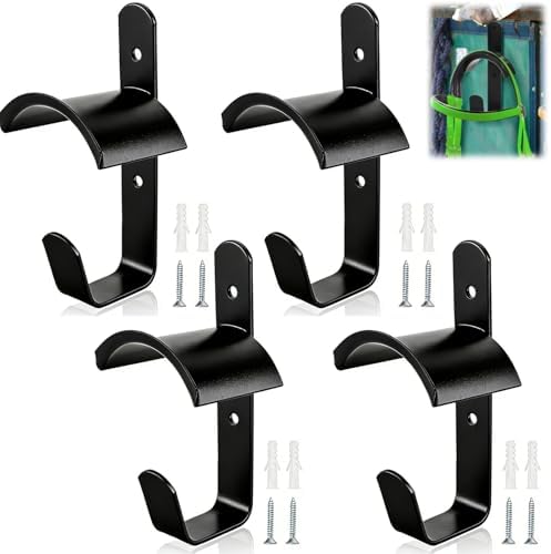 Cididu 4 Pack Horse Bridle Rack Hooks, Metal Bridle Holder Bracket Heavy Duty, Wall Mount Horse Tack Storage Harness Halter Hanger with Screws, Horse Trailer Stall Accessories for Horse Barn Tack Room