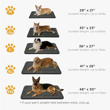 Joydeco Low Profile Dog Crate Mat Reversible Bed Pad, Washable Dog Pad Mat with Ultra Soft Fleece, Compact Design Kennel Beds Mats for Large Medium Small Pets, 35" x 23" Dark Gray