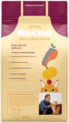 Made by Nacho Dry Cat Kibble 11lb Bag, High Protein and Grain-Friendly Premium Cat Food, Sustainably Caught Salmon and Pumpkin, Infused with Bone Broth for Hydration, Limited Ingredients, Single Bag