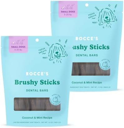 Bocce's Bakery Brushy Sticks Dog Dental Treats, Small Breeds (2 Pack)