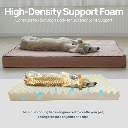 Orthopedic Cooling Dog Beds Large Sized Dog, Q-Max >0.45 Extra Large Comfy Flat Puppy Beds with Removable Washable Cover, 44 x32 Inch Cool Flat Egg Crate Foam Pet Mat for Summer, Dusty Rose