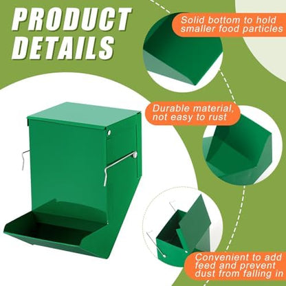 Maxcheck 2 Pcs Rabbit Feeder for Cages, 4.7 Inches, Solid Bottom, Green