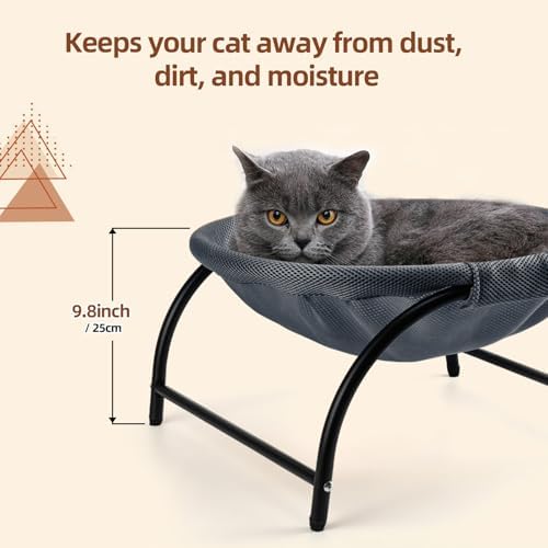 LIFLIX Raised Cat Hammock Bed, Standing Cat Cot with Washable Mesh, Pet Bed for for Kittens,Dark Blue