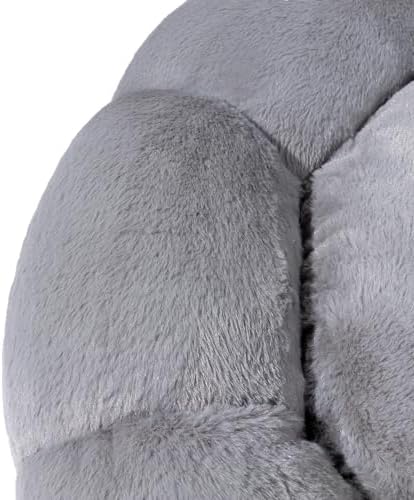 Sherry Kline Pets “Daisy Round” Donut Shape Calming Bed for Dogs and Cats, from Soft Faux Fur, Available in 4 Sizes, Machine Washable