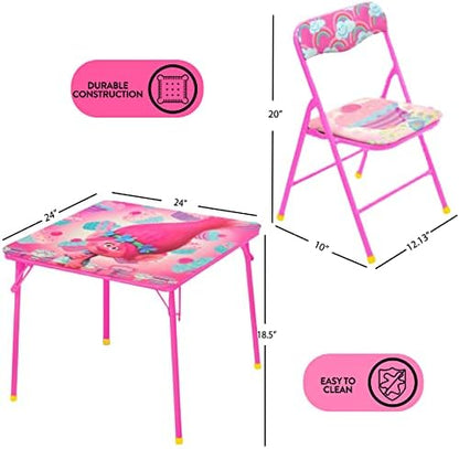 Idea Nuova Trolls 3 Piece Children's Activity Square Table and Chair Set, Ages 3+