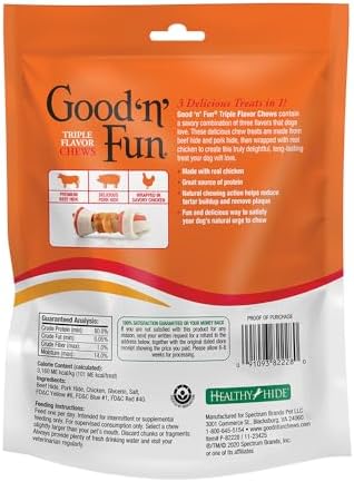Good 'n' Fun 4 in Bones Long-Lasting Dog Treat With Real Protein, 6 Count