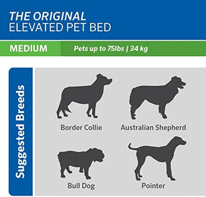 Coolaroo Original Elevated Dog Bed - Breathable Off-The-Ground Pet Bed with Cooling Fabric, Joint Relief & Moisture-Resistant Fabric, 100% Recyclable, Easy Clean, Grey, Medium