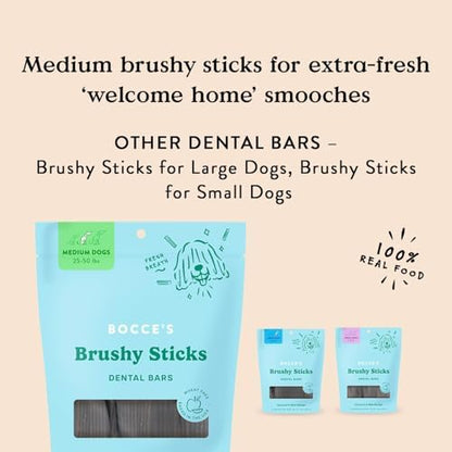 Bocce's Bakery Brushy Sticks Dog Dental Treats, Medium Breeds (2 Pack)