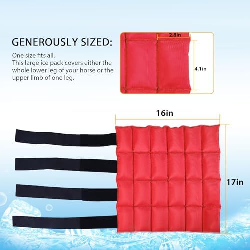 Harrison Howard Ice Boot for Horse Cool Gel Pack Leg Wrap for Treating Full Leg, Knee, Hock Injuries Reusable Ice Cooling Therapy