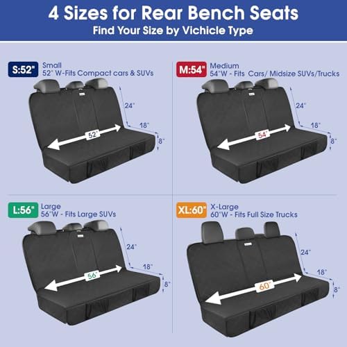 ALLANSING Upgraded 900D Heavy Duty Dog Back Bench Seat Cover for Full‑Size Trucks, Car Seat Protector, Seatbelt & Armrest Compatible, Waterproof & Non‑Slip for Dogs & Kids