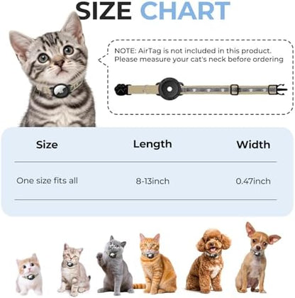 Breakaway AirTag Cat Collar, Reflective Cat Tracker Collar with Bell