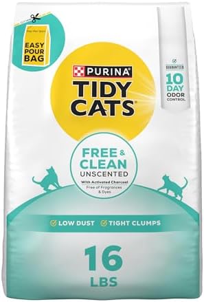 Purina Tidy Cats Free and Clean Unscented Clumping Cat Litter, 16 lb Bag