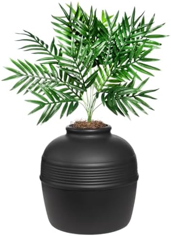 Good Pet Stuff Original Hidden Litter Box Planter, Decorative Cat Litter Enclosure, Carbon Filter, Faux Plant, Easy to Clean, Round Design, Removable Tray, Essentials Kit, Palm Plant, Charcoal Black