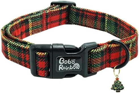 Dog Collars - Christmas Plaid Print, Soft & Adjustable for Medium Dogs