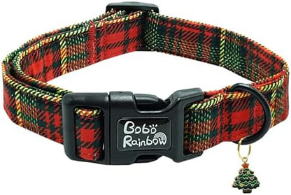 Dog Collars - Christmas Plaid Print, Soft & Adjustable for Medium Dogs