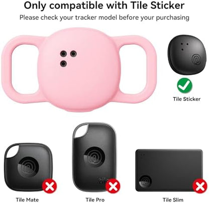 DDJ 2-Pack Cat Collar Case for Life360 Tile Sticker (Smallest Tracker)–NOT for Tile Mate/Pro–Silicone Protective Holder for Dog/Pet Collar, Ultra Durable, Easy Installation, Lightweight, Pink