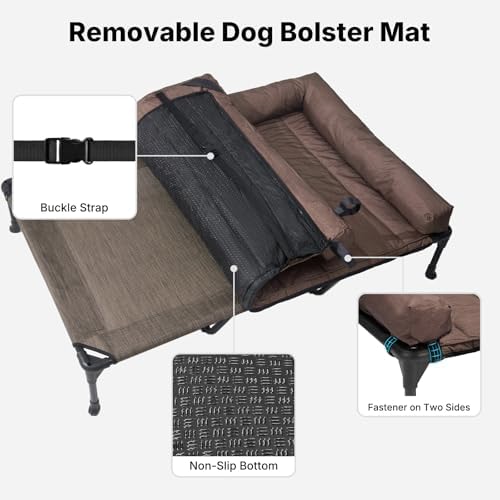 Veehoo Outdoor Elevated Dog Bed with Waterproof Bolster Cushion, Cooling