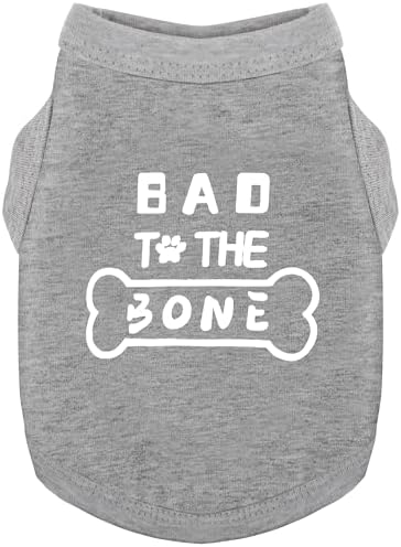 Discover Cozy Cotton Canine Wear: Soft, Lightweight, and Breathable Dog Shirt Vest with Eye-Catching Graphics(Bad to The Bone), Keeping Your Furry Friend Warm and Comfy! Grey 4XL
