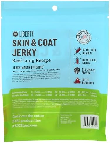 BIXBI Liberty Skin & Coat Support Beef Lung recipe Dog Treats,5 oz-USA Made Grain Free Dog Treats-Antioxidant Rich to Support Shiny,Full Bodied Coats-High in Protein,Whole Food Nutrition,No Fillers