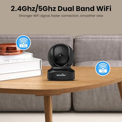 wansview Security Camera, IP Camera Dual Band 5G & 2.4G Wi-Fi, Q5 5MP Black