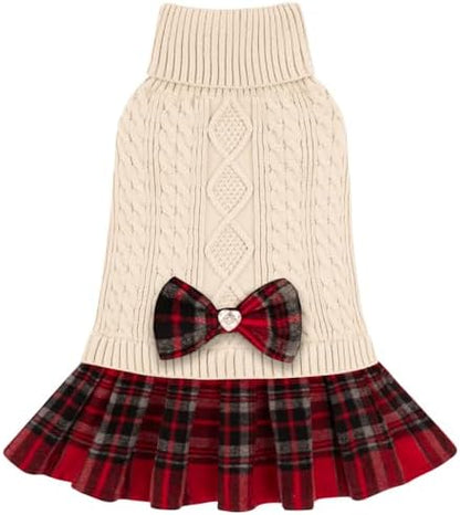 KYEESE Dog Sweater Dress for Small Medium Dogs Turtleneck Thick Knit
