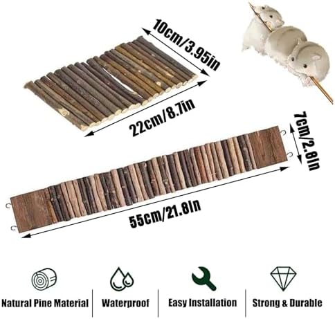 2PCS Flexible Wooden Hamster Bridge Ladder Long Guinea Pig Climbing Toys