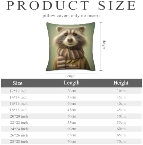 InkRain Winter Animal Cute Raccoon Pillow Cover 22x22 Inch Set of 2 Home Decor Decorative Cotton Linen Illustration Pillowcases for Living Room House Sofa