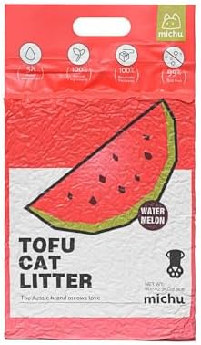 Michu Tofu Cat Litter Natural Clumping Tofu Cat Litter, Fast Clumping and Easily Scoop-able 5.5lb/88oz 5 Scents - Watermelon, 4 Pack