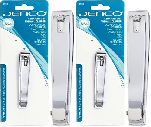 Denco Straight Cut Toenail Clipper,Silver,1 Count (Pack of 2),3559N