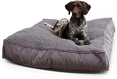 South Pine Porch Buddy Reversible Rectangle Pillow Style Microfiber and Sherpa Dog Bed with Removable, Machine-Washable Cover, Gray Sherpa, Large (48 in. x 36 in.)