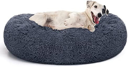 MIXJOY Orthopedic Dog Bed Comfortable Donut Cuddler Round Pet Beds Ultra Soft Washable Dog and Cat Cushion Bed (30'', Dark Gray)