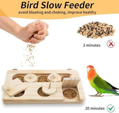 FlidRunest Wooden Bird Foraging Toys, Interactive Bird Foraging Toys Puzzle for Cage, Parakeet Training Intelligence Enrichment Toys, Parrot Cage Slow Feeder for Parakeet, Cockatiel, Sun Conures