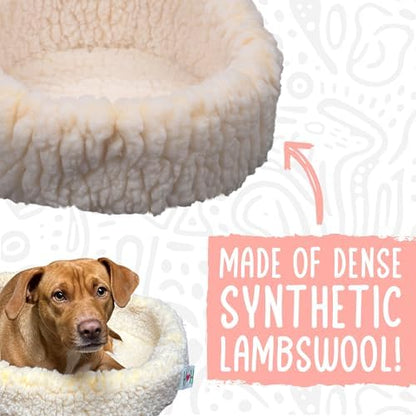 HUGGLEHOUNDS HUGGLEFLEECE HUGGLESNUGGLER Bolster Dog and CAT Bed, Natural, X-Small