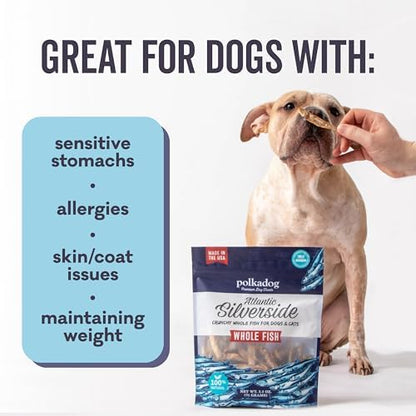 Polkadog Atlantic Silverside Whole Fish Dog Treats, Single Ingredient 2.5oz