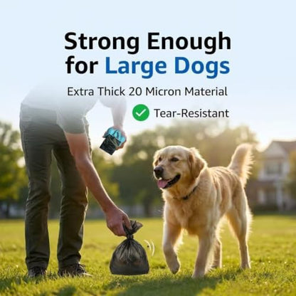 Dog Poop Bags 600 Count,9x13 Inch,20 Micron Thick,Black Unscented,Dispenser