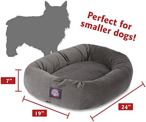 Majestic Pet Suede Calming Dog Bed, 24 Inch Small, Round, Washable, Gray